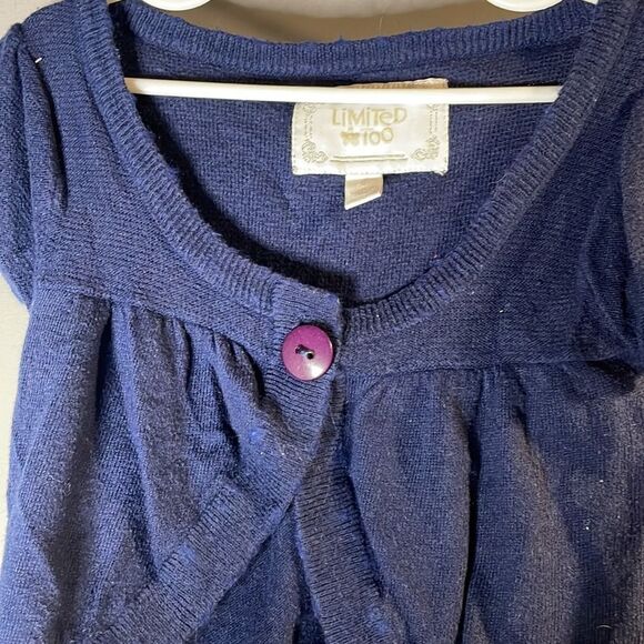 Navy Blue Short Sleeve Cropped Cardigan - Picture 4 of 10